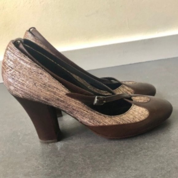 Dries Van Noten Brown and Silver Stacked Heels - Picture 3 of 8